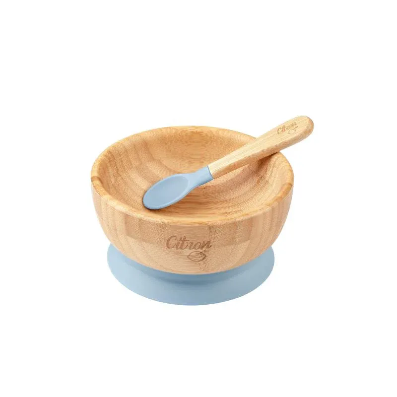 Citron Vakum Tabanlı Organik Bambu Kase Seti - Blue