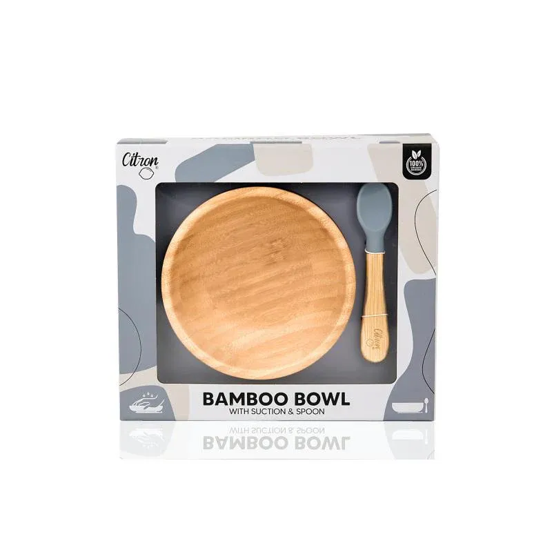 Citron Vakum Tabanlı Organik Bambu Kase Seti - Blue