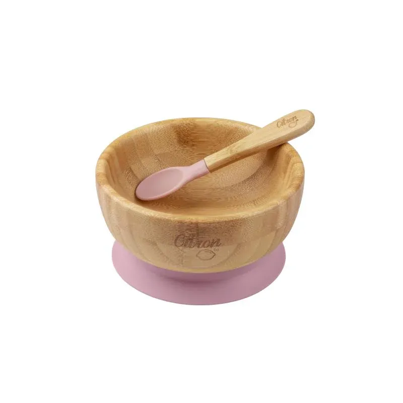 Citron Vakum Tabanlı Organik Bambu Kase Seti - Blush Pink
