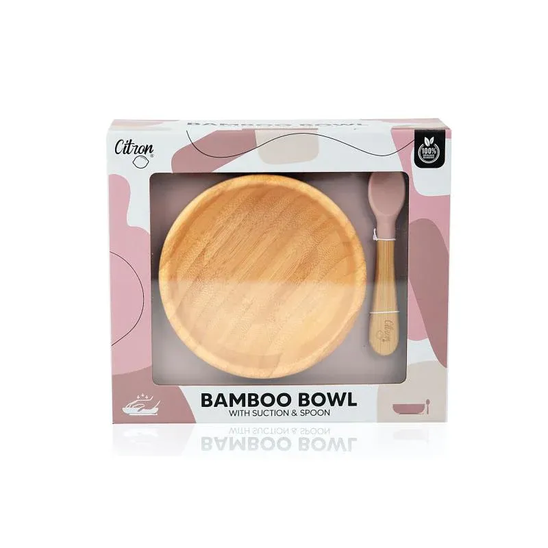 Citron Vakum Tabanlı Organik Bambu Kase Seti - Blush Pink