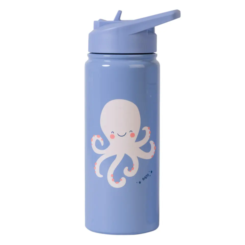 Saro 500ml Yalıtımlı Paslanmaz Çelik Pipetli Matara / Suluk Termos Ocean Life