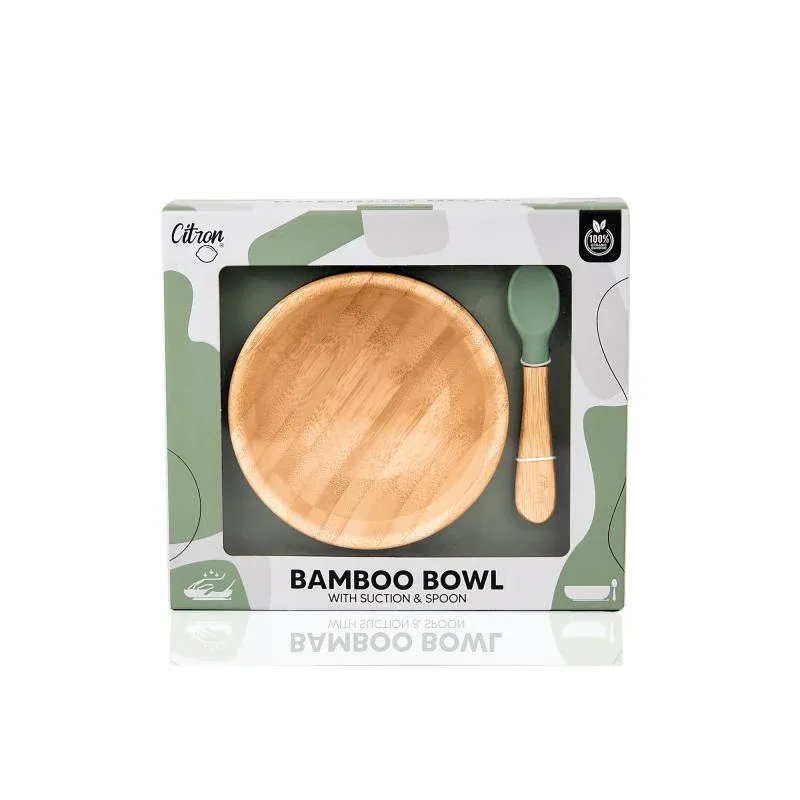 Citron Vakum Tabanlı Organik Bambu Kase Seti - Green
