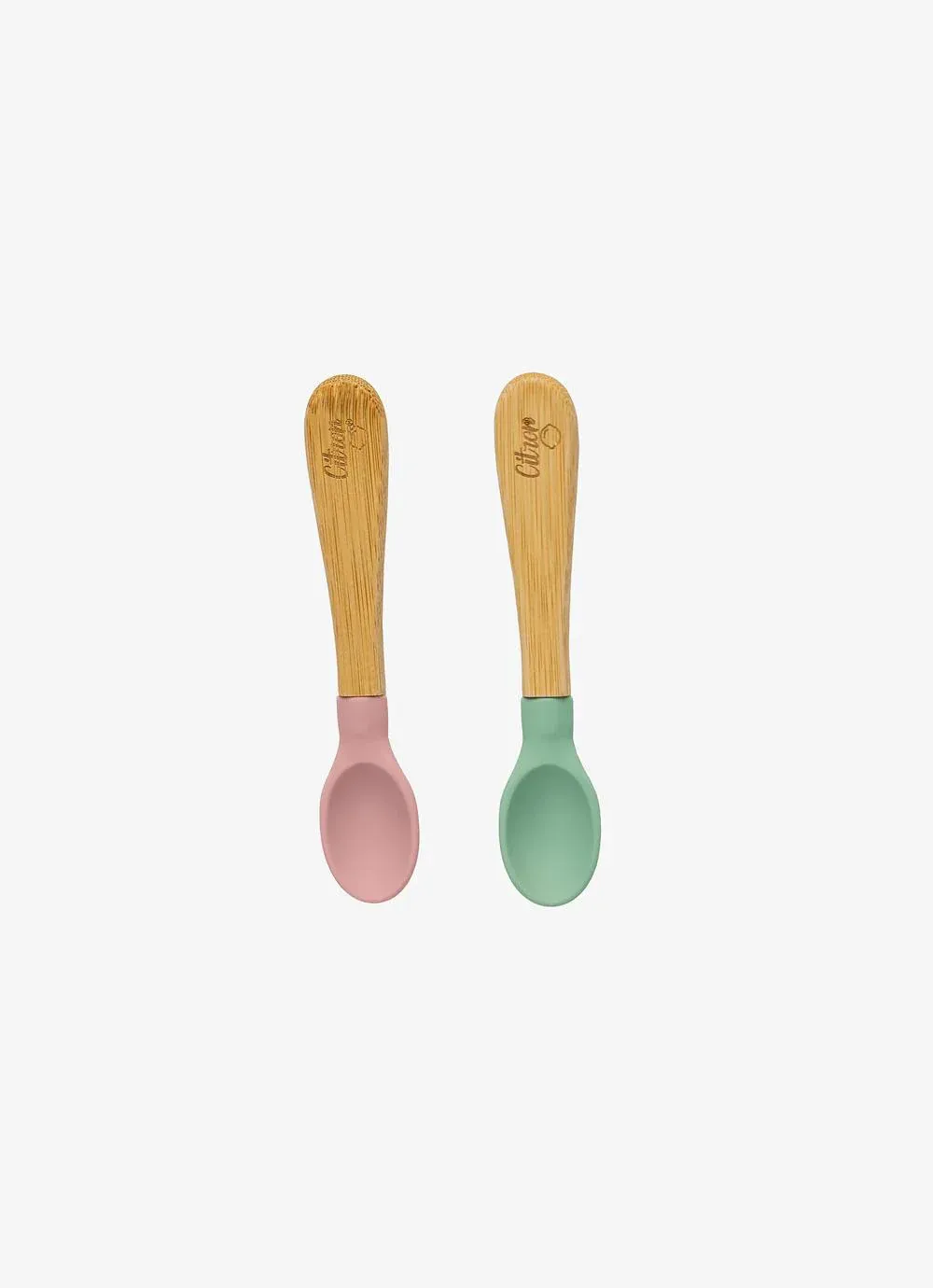 Citron 2'li Organik Bambu Kaşık Seti - Green/Pink