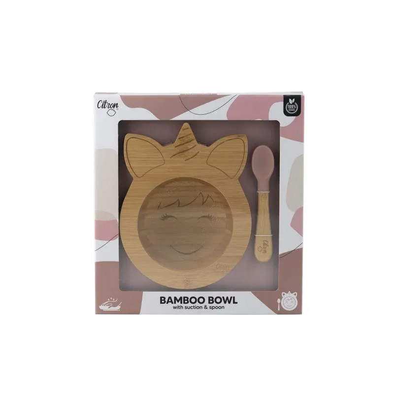 Citron Vakum Tabanlı Organik Bambu Kase Seti - Unicorn