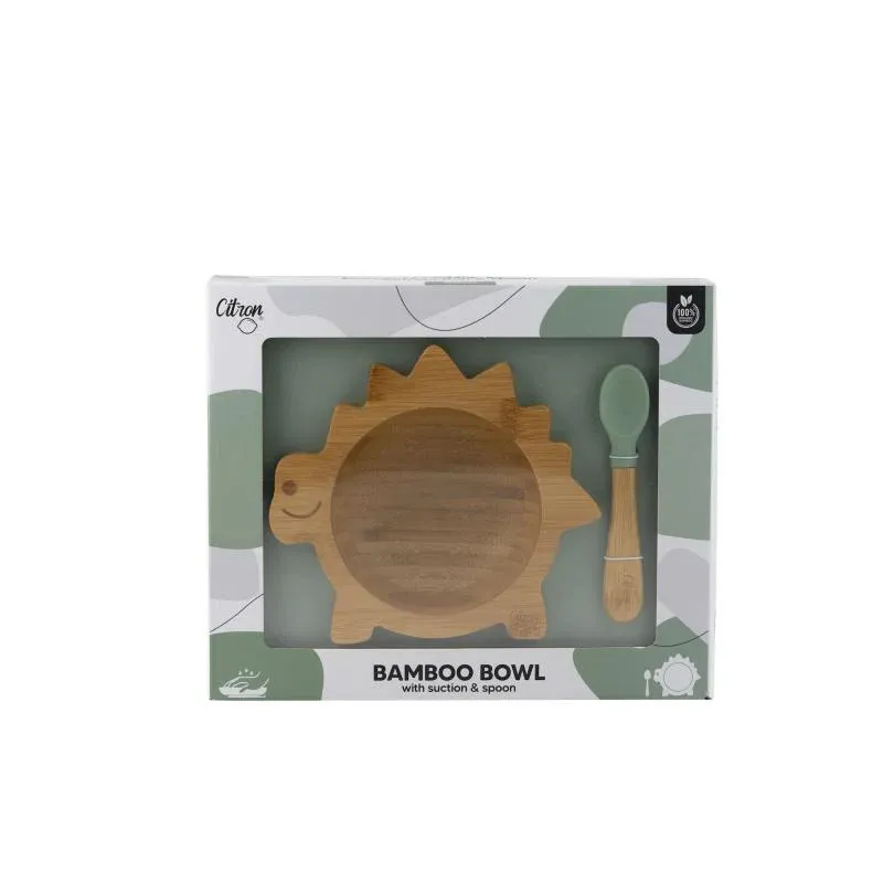 Citron Vakum Tabanlı Organik Bambu Kase Seti - Dino